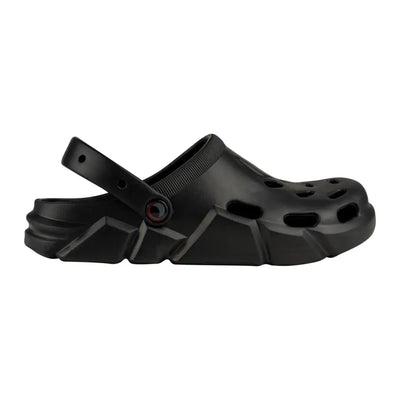 Black geometric clog design of Speero Bivvy Clogs for ultimate comfort and style