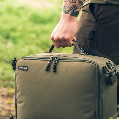 Olive rectangular Speero Modular Clip On Standard Bag with zipper and handle