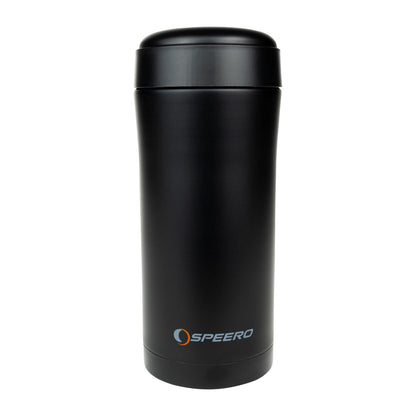 Black insulated tumbler from the Speero Thermate Mug collection for hot drinks on the go