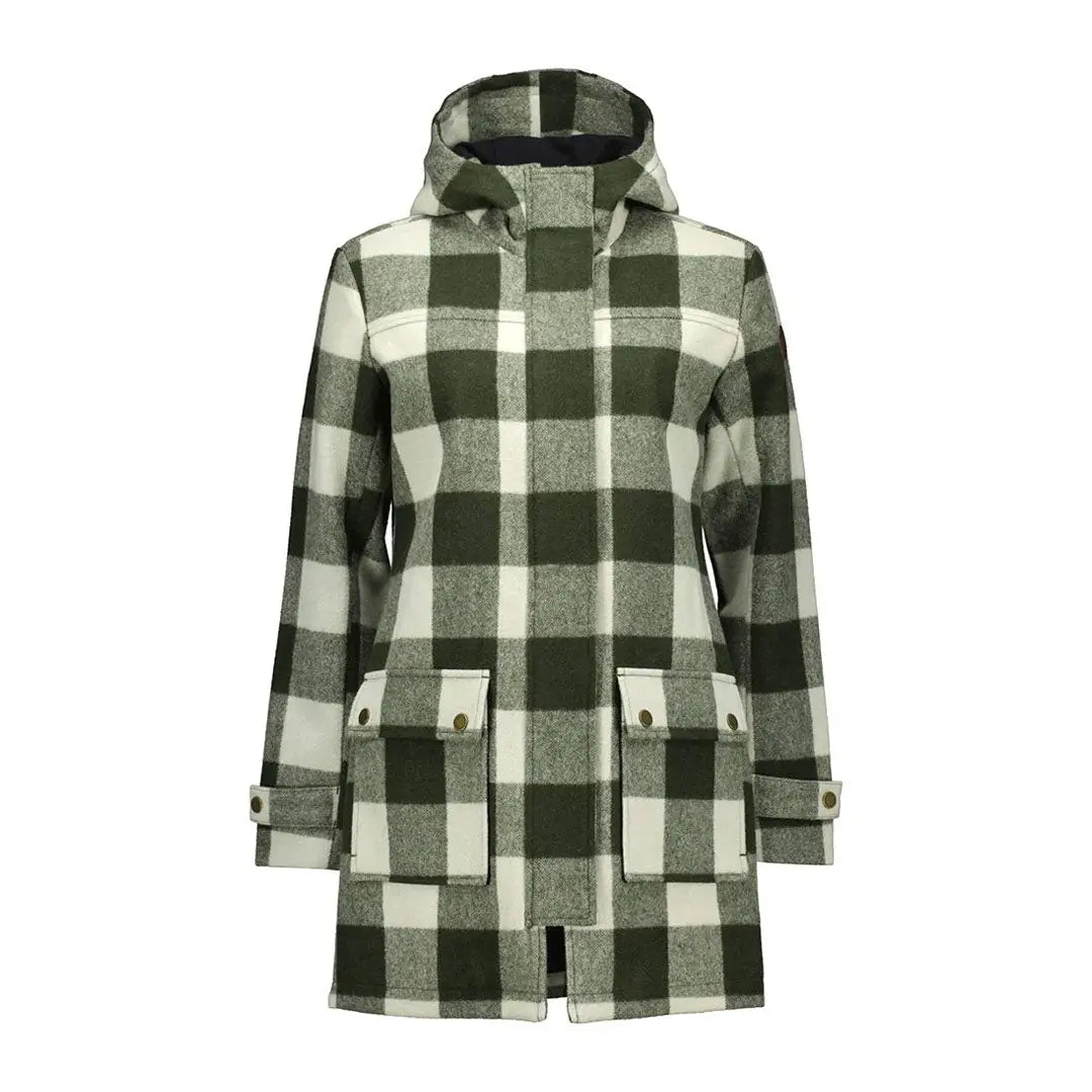 Women’s green and white plaid merino wool overcoat from Swanndri Annmore