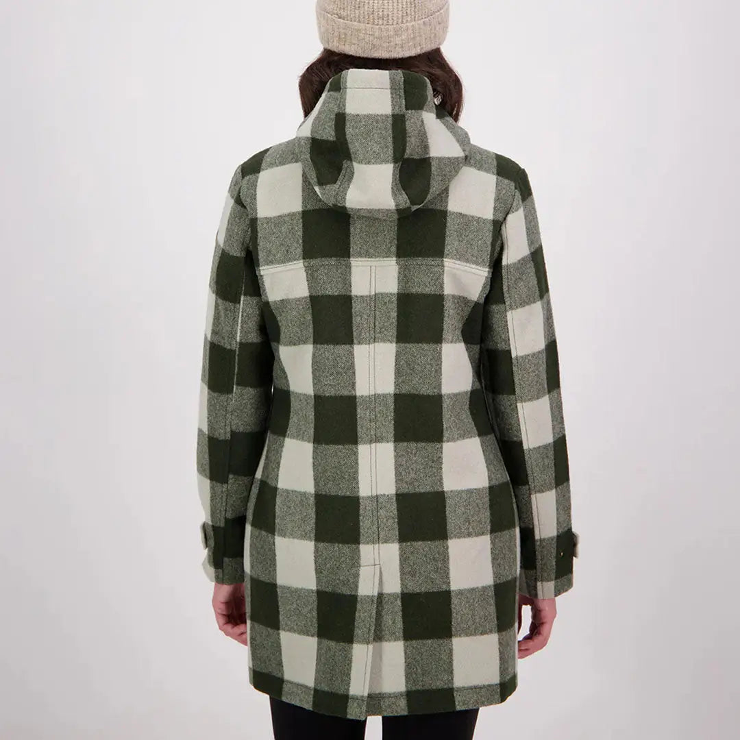 Women’s green and cream plaid merino wool overcoat from Swanndri Annmore