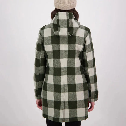 Women’s green and cream plaid merino wool overcoat from Swanndri Annmore
