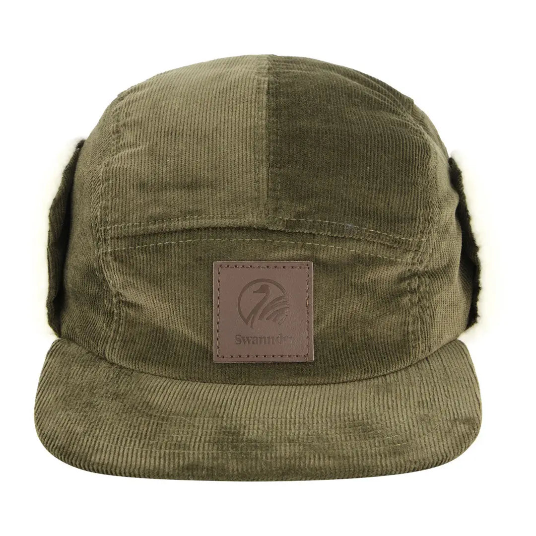 Olive green Swanndri Birchwood Sherpa lined winter cap with ear flaps for warmth