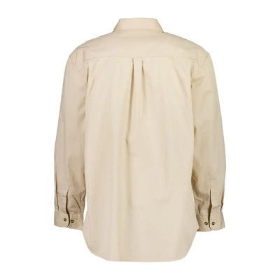 Beige long-sleeved Swanndri Byron Work Shirt in relaxed fit, perfect for country clothing