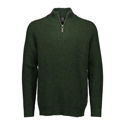 Men’s dark green Swanndri Chalky Island waffle jumper with textured knit design