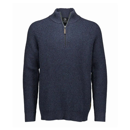 Men’s navy blue Swanndri Chalky Island waffle jumper with half-zip detail