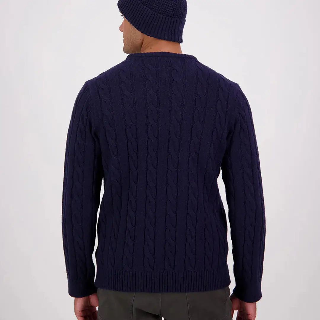 Men’s navy blue cable knit sweater from Swanndri Doncaster Mens collection