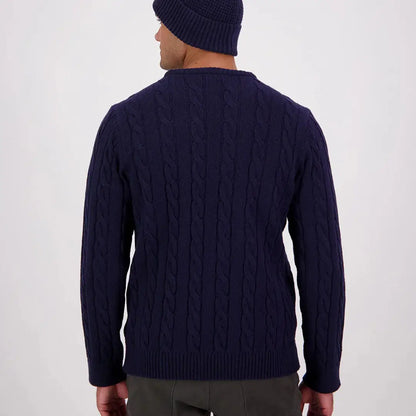 Men’s navy blue cable knit sweater from Swanndri Doncaster Mens collection