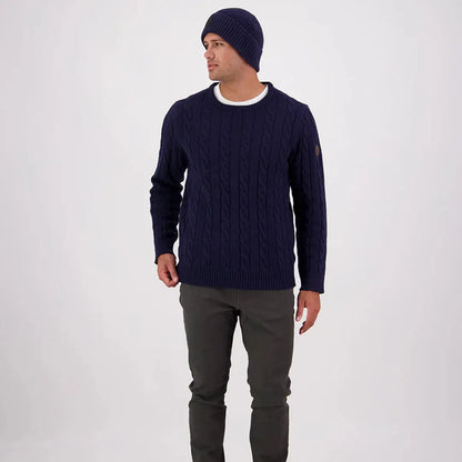 Men’s navy blue cable knit sweater from Swanndri Doncaster Mens collection