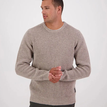 Men’s light brown Swanndri Fistral Waffle Knit long-sleeve crewneck sweater image