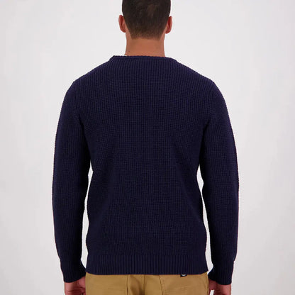 Men’s navy blue Swanndri Fistral Waffle Knit sweater in waffle knit style