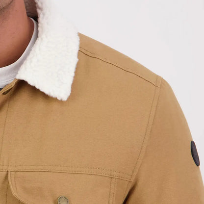 Men’s tan sherpa-lined denim jacket from Swanndri Kaituna Mens Canvas collection