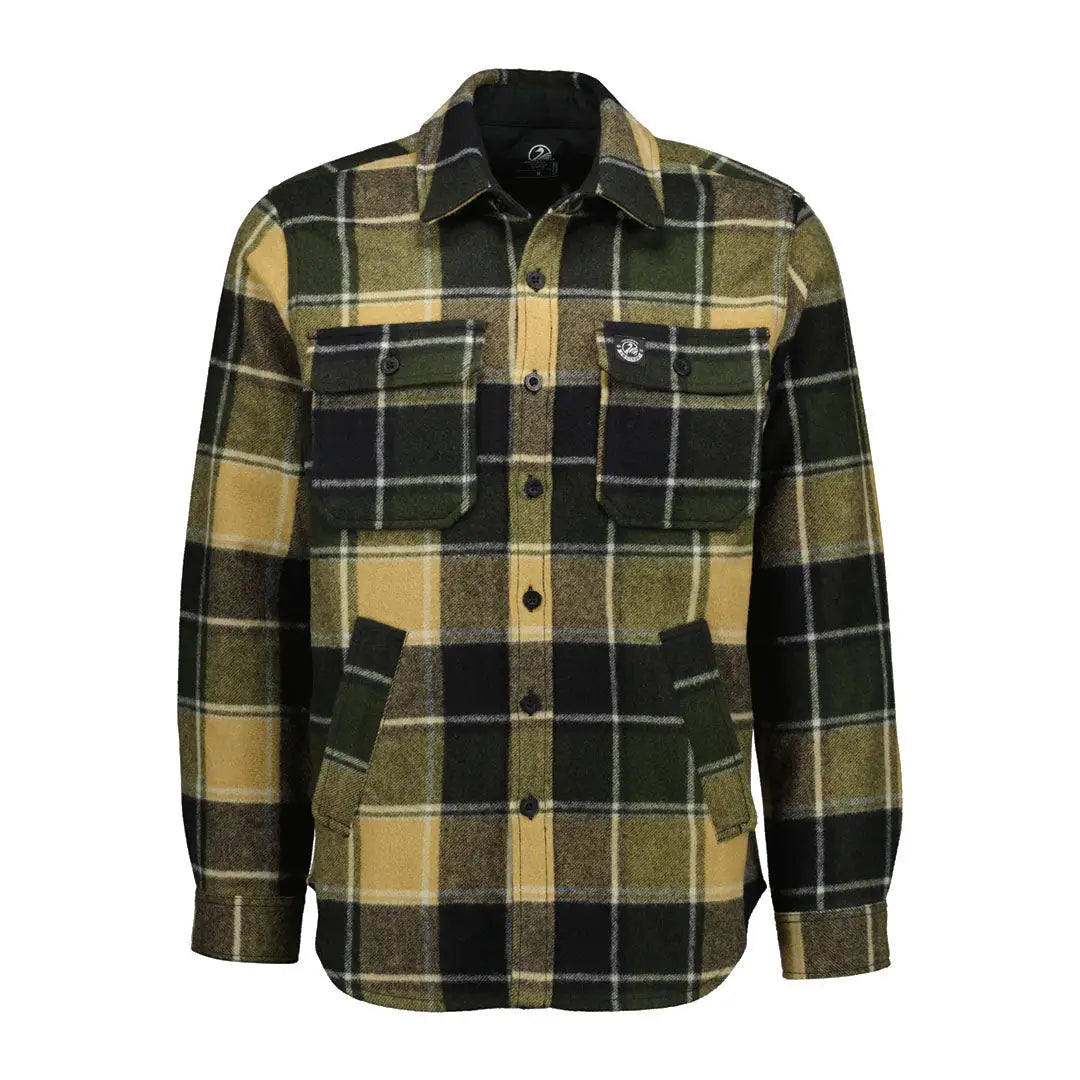 Men’s green, black, beige plaid Swanndri Kiaraki v3 Wool Shacket with pockets
