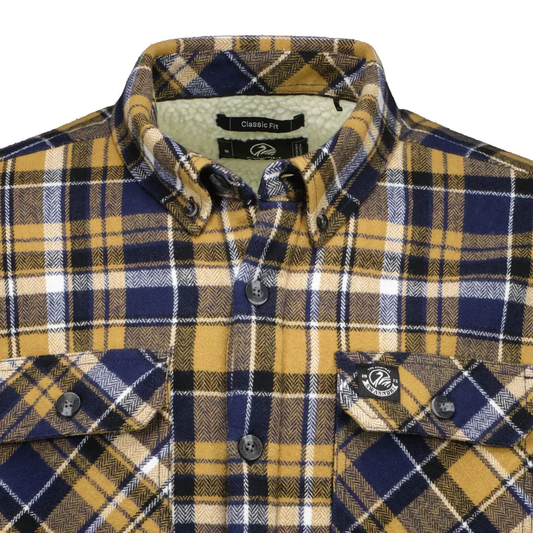 Men’s Swanndri Morven Long Sleeve Sherpa Shirt with plaid flannel and sherpa collar
