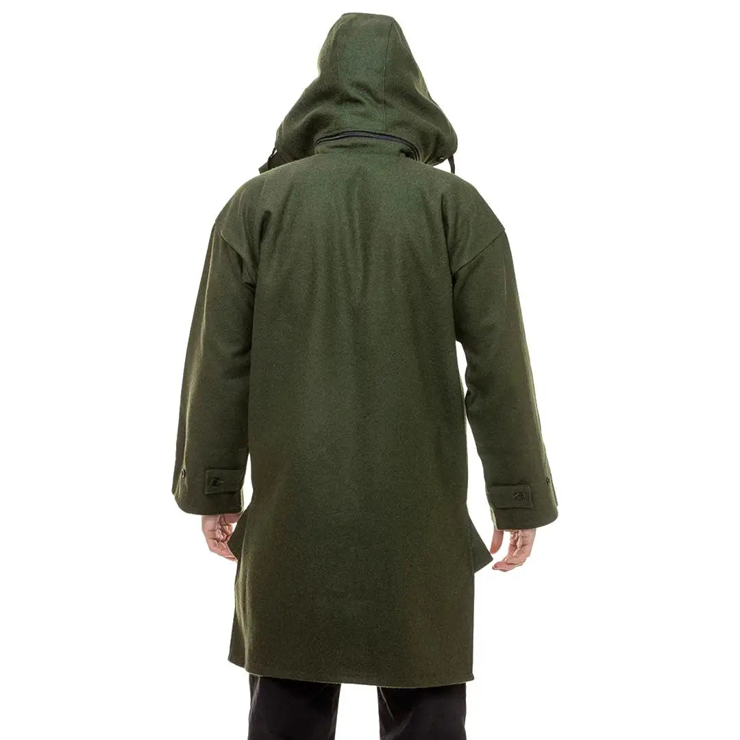 Olive green hooded parka from Swanndri Mosgiel, durable performance wear for tough days
