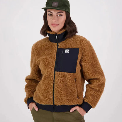 Swanndri Newgale V2 Womens Wool Fleece Jacket with navy collar and full-zip front