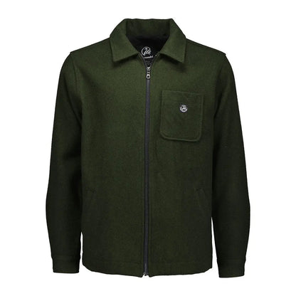 Men’s dark green Swanndri Northgate Shacket with chest pocket, stylish and warm