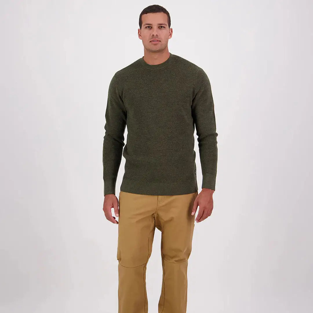 Men’s dark green Otahu River Crew sweater from Swanndri Otahu River collection