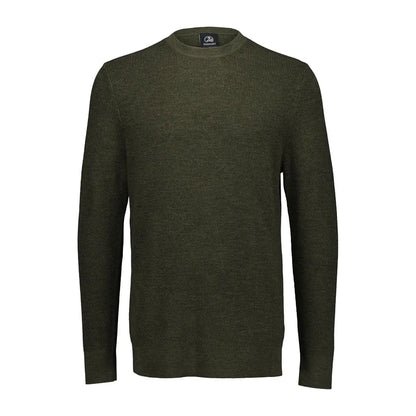 Men’s dark green Otahu River Crew long-sleeve sweater with textured knit detail