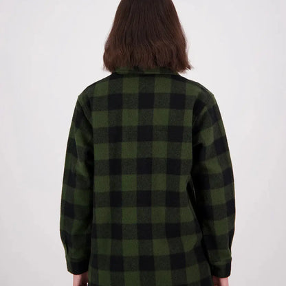 Womens bush shirt Swanndri Ranger Womens Bush Shirt in dark green and black plaid