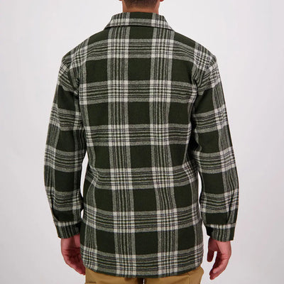 Men’s dark green and white plaid flannel shirt from Swanndri Ranger Wool collection