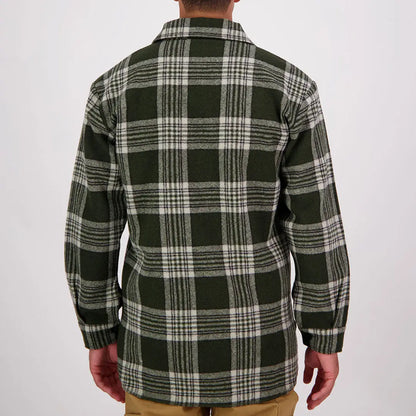 Men’s dark green and white plaid flannel shirt from Swanndri Ranger Wool collection