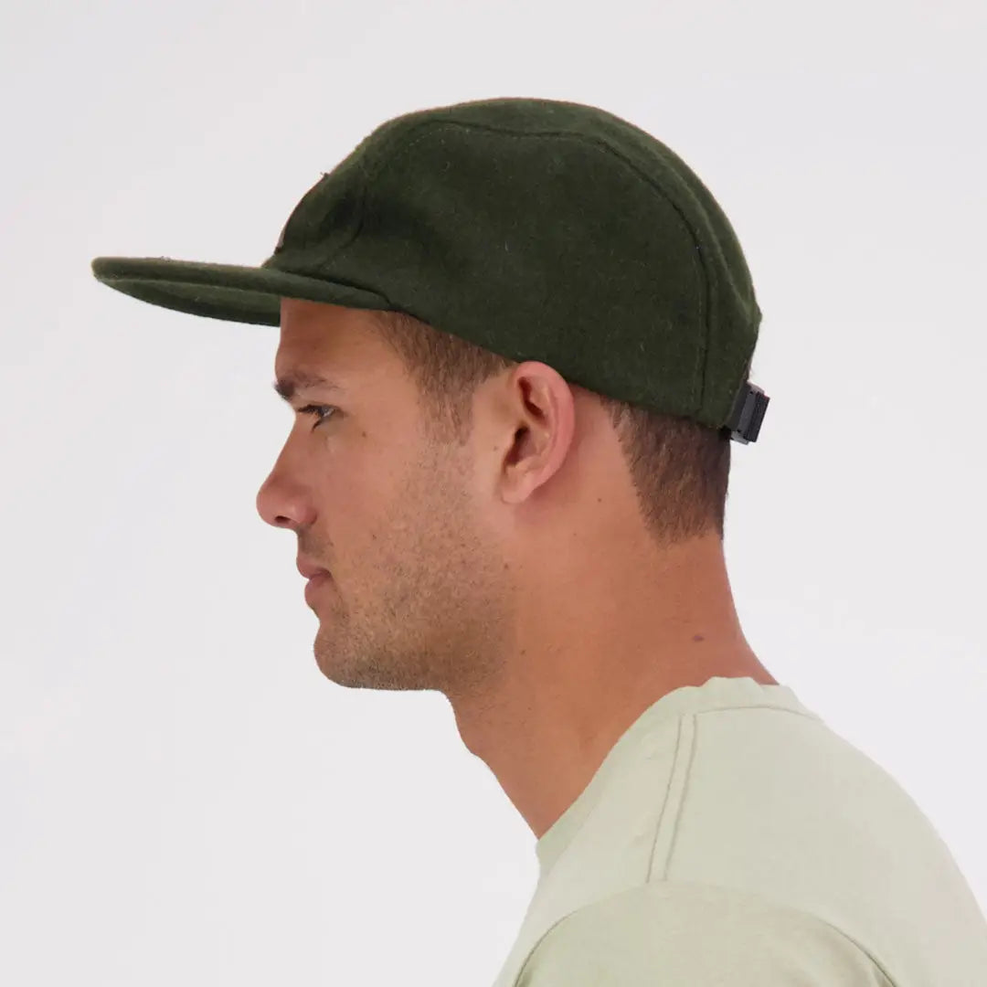 Dark green Swanndri Wentworth Valley V2 Wool Cap with flat brim, stylish and warm