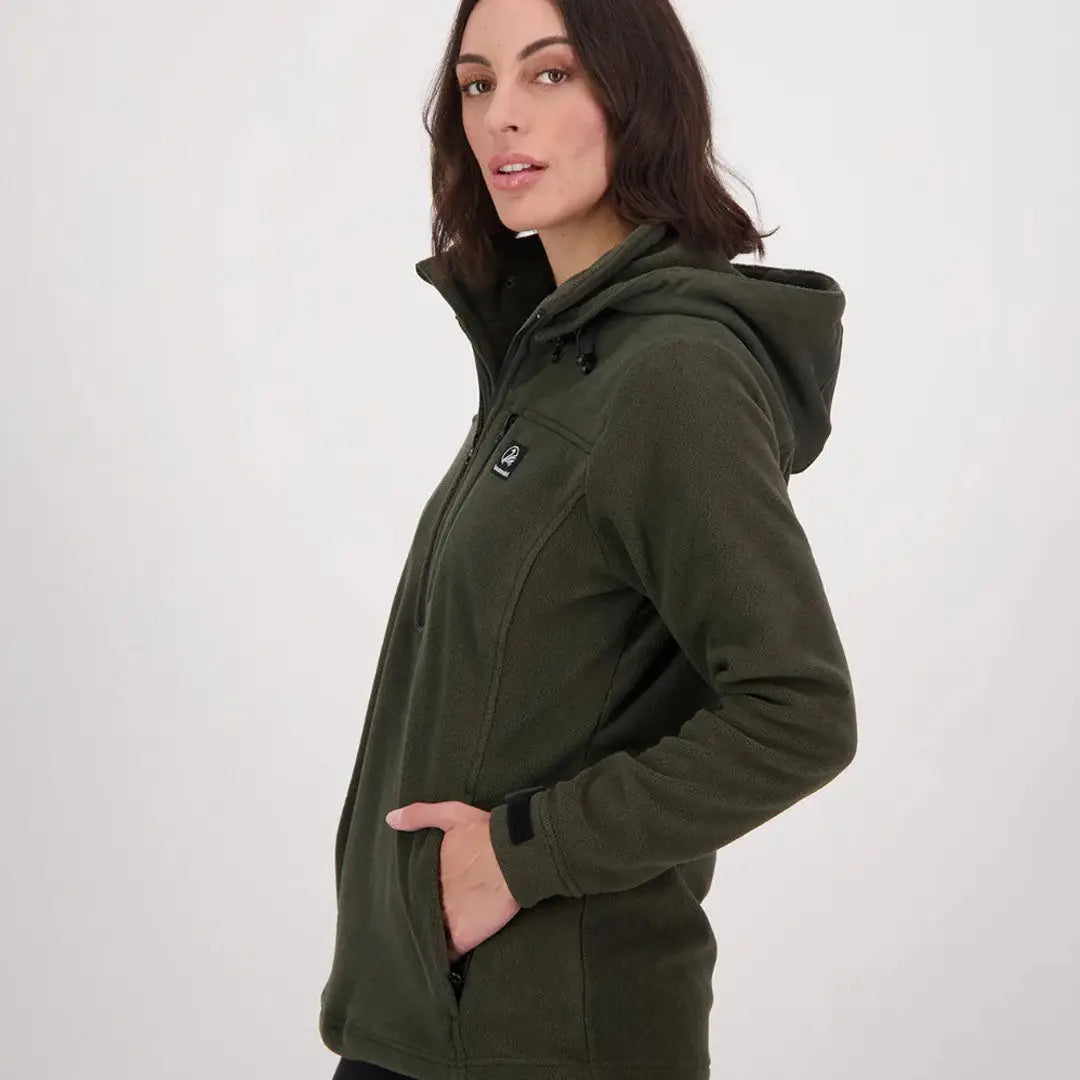 Swanndri Womens High Rock water resistant fleece hoodie with hood, zipper, and pockets