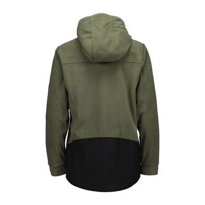 Olive green Swanndri Womens High Rock zip water resistant recycled fleece hoodie