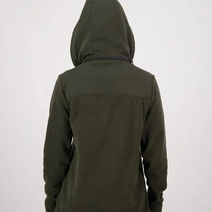 Dark green Swanndri Womens High Rock water resistant fleece hoodie with full zipper