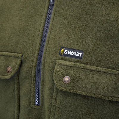 Olive green fleece jacket ideal for back-country hiking and country clothing adventures