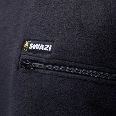 Black fleece jacket detail on Swazi Bushmans Tee with classic design look