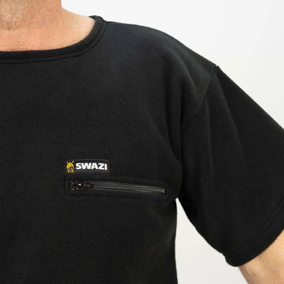 Stylish Swazi Bushmans Tee in black with a cool zippered pocket for modern vibes
