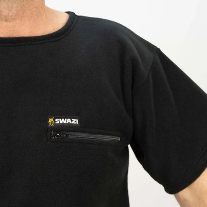 Stylish Swazi Bushmans Tee in black with a cool zippered pocket for modern vibes