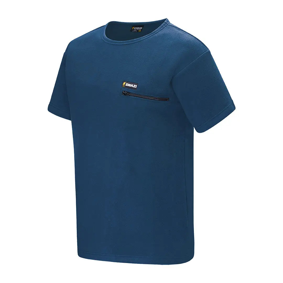 Blue Swazi Bushmans Tee with short sleeves and zippered chest pocket for outdoor adventures