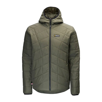 Men’s quilted olive green Swazi Chamois Lightweight Insulation Jacket with black zipper