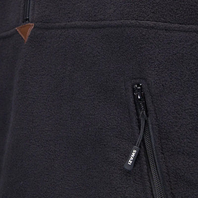 Close-up of black fleece detail on Swazi Doughroaster Fleece jacket