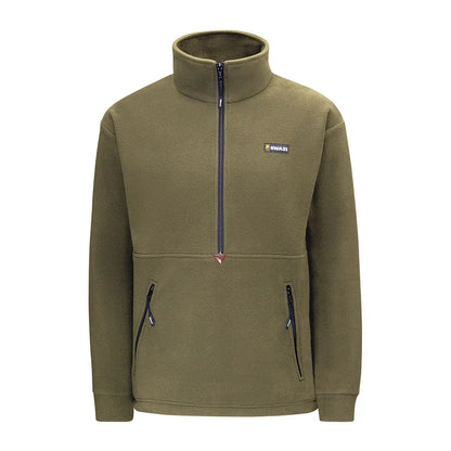 Olive green Swazi Doughroaster Fleece quarter-zip pullover for cozy vibes