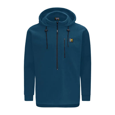 Blue fleece hood pullover with high collar for outdoor enthusiasts in Swazi The Hood