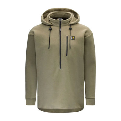 Olive green hooded fleece pullover Swazi The Hood for outdoor activities with high collar