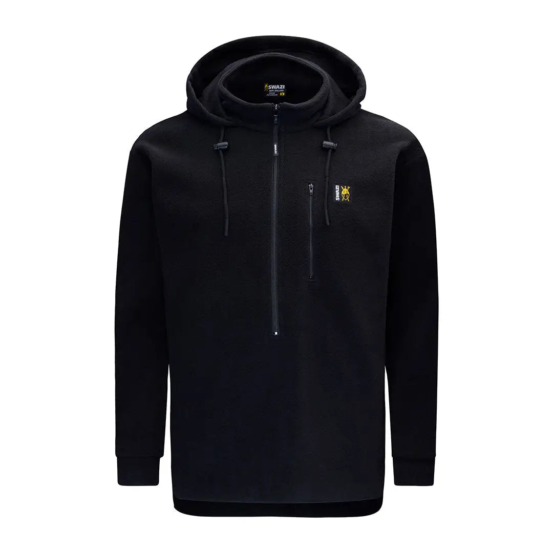 Black fleece hood pullover sweatshirt with high collar from Swazi The Hood country clothing