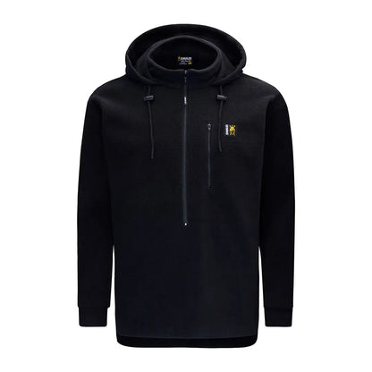 Black fleece hood pullover sweatshirt with high collar from Swazi The Hood country clothing