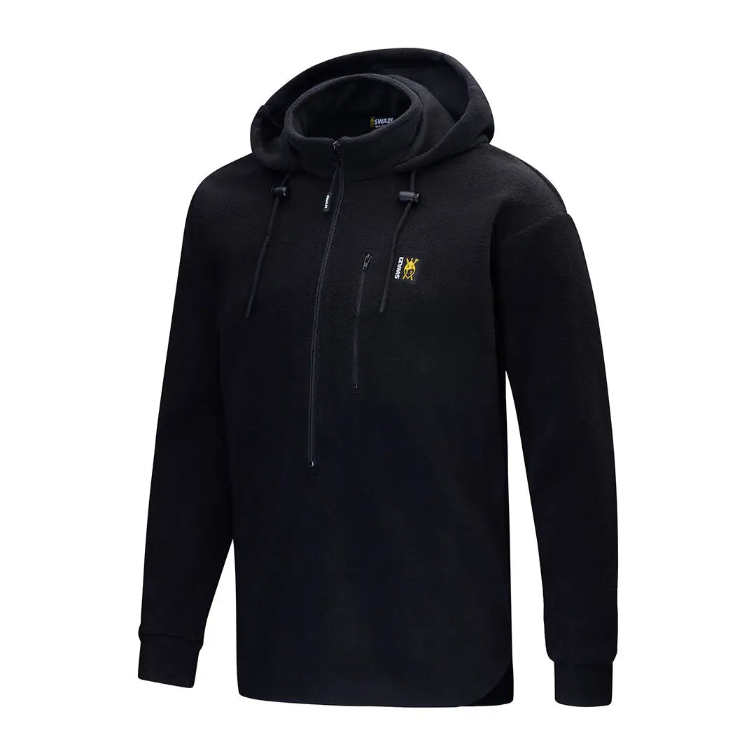 Black fleece hood sweatshirt with zipper and high collar from Swazi The Hood country clothing