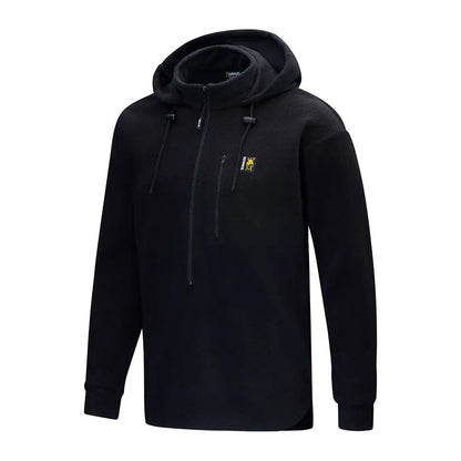 Black fleece hood sweatshirt with zipper and high collar from Swazi The Hood country clothing