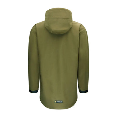 Olive green Swazi Kagoule hooded jacket made with 3-layer Aegis knit fabric