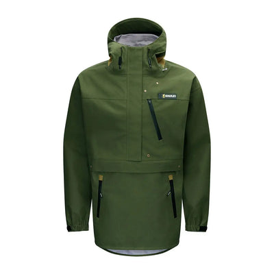 Green hooded Anorak jacket made with 3-layer Aegis Knit fabric from Swazi Kagoule