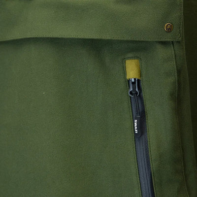 Green Swazi Kagoule made from 3-layer Aegis Knit fabric with zipper for weather protection