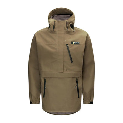 Men’s olive-green Swazi Kagoule anorak jacket with hood and zip pockets made of 3-layer Aegis Knit fabric