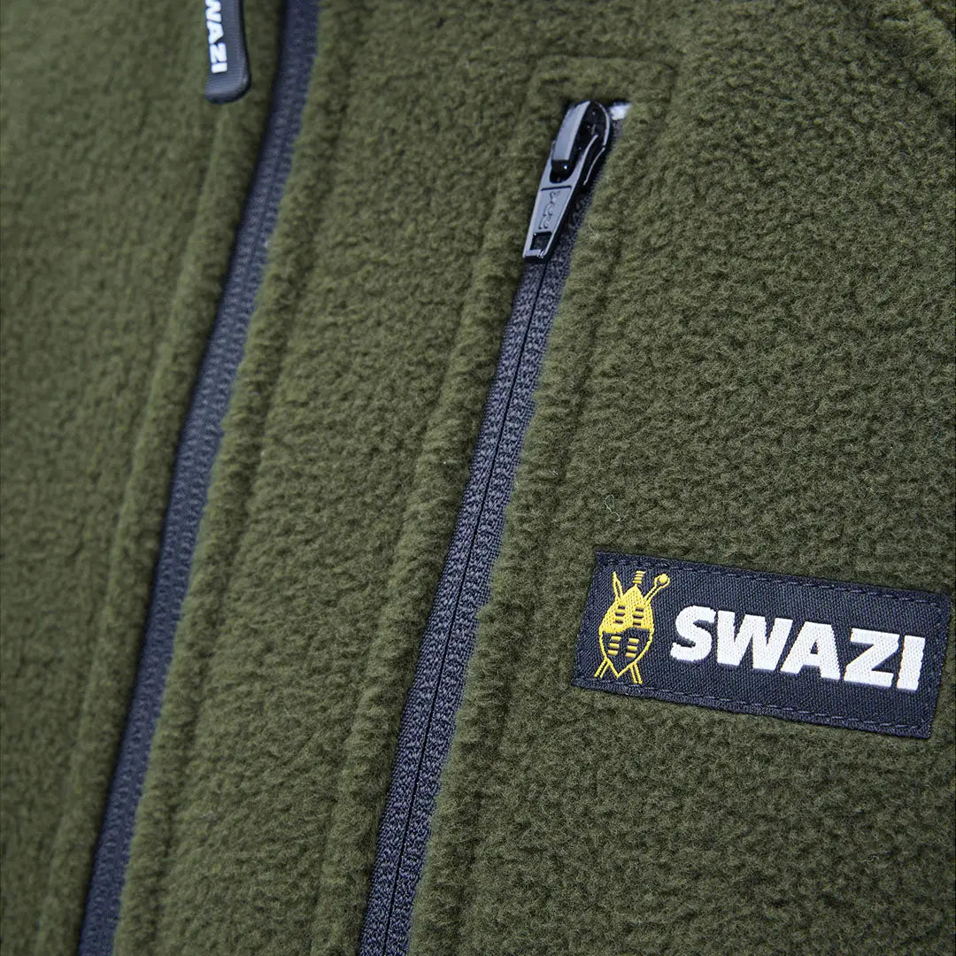 Green fleece jacket from the Swazi Sherpa Vest collection, perfect sherpa vest style