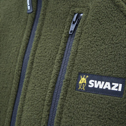 Green fleece jacket from the Swazi Sherpa Vest collection, perfect sherpa vest style